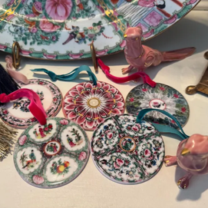 Famille Rose Porcelain Ornament Set Of 5