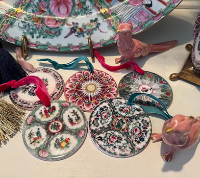 Famille Rose Porcelain Ornament Set Of 5