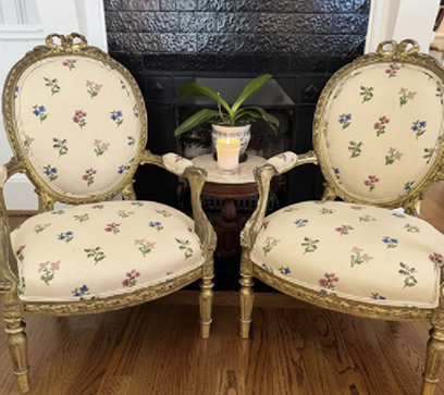 Pair 19th Century French Louis Xvi Style Needlepoint Gilt Armchairs