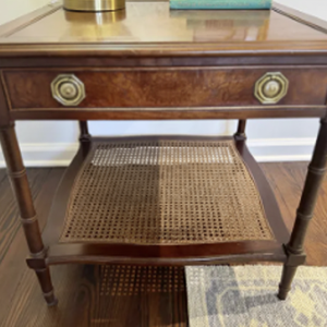 Rare Hekman Mahogany And Cane Side Table