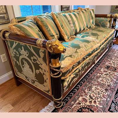 House Of Rho Silk And Feather Filled Sofa With