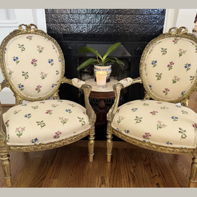 Pair 19th Century French Louis Xvi Style Needlepoint Gilt Armchairs